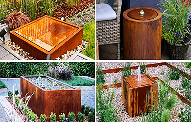 corten steel water pond